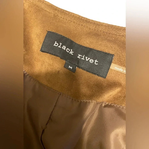 Black Rivet Western Fringe Moto Faux Suede Jacket - Picture 6 of 9